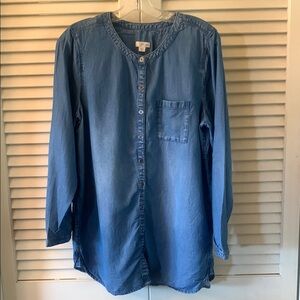 J. Jill Blue 3/4 Sleeve Buttoned Tunic